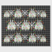 Kerstmis schattige pinguïn rode groene lichten sne cadeaupapier (Vlak)