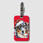 Kerstmis schattige puppy bagagelabel (Voorkant (verticaal))