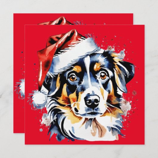 Kerstmis schattige puppy kaart (Voorkant / Achterkant)