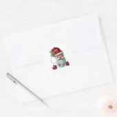 Kerstmis, Schattigee Mok Wrap Ronde Sticker (Envelop)