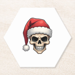 Kerstmis Schedel Grappige Kerstman XMES Mannen Vro Kartonnen Onderzetters