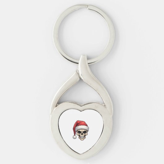Kerstmis Schedel Grappige Kerstman XMES Mannen Vro Sleutelhanger (Voorkant)