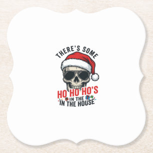 Kerstmis Schedel Ho Ho Ho Humor Ontwerp Kartonnen Onderzetters
