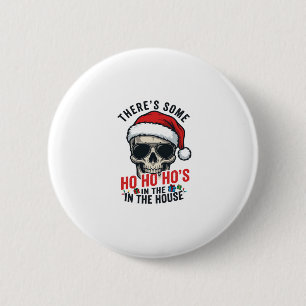 Kerstmis Schedel Ho Ho Ho Humor Ontwerp Ronde Button 5,7 Cm