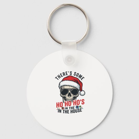 Kerstmis Schedel Ho Ho Ho Humor Ontwerp Sleutelhanger (Voorkant)