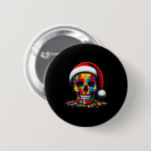 Kerstmis Schedel Kerstman Hoed Blok Bakstenen Mast Ronde Button 5,7 Cm (Voorkant /achterkant)