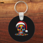 Kerstmis Schedel Kerstman Hoed Blokstenen Master B Sleutelhanger (Voorkant)