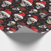 Kerstmis Schedel Kerstman Hoed Gotisch Patroon Cadeaupapier (Hoek)