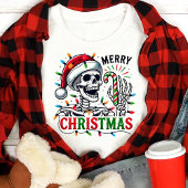 Kerstmis Schedel Kerstverlichting Tri-Blend Shirt