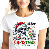 Kerstmis Schedel Kerstverlichting Tri-Blend Shirt