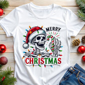 Kerstmis Schedel Kerstverlichting Tri-Blend Shirt
