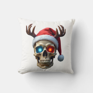 Kerstmis Schedel met Sinterklaas Hoed en Geweien M Kussen