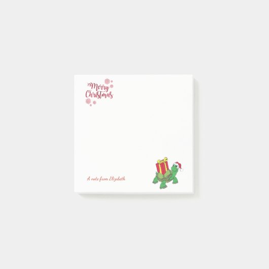 Kerstmis, Schildpad, Kerstman Hoed, Cadeau - Geper Post-it® Notes (Voorkant)