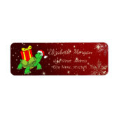 Kerstmis, schildpad, Santa Hat, Cadeau Etiket (Voorkant)