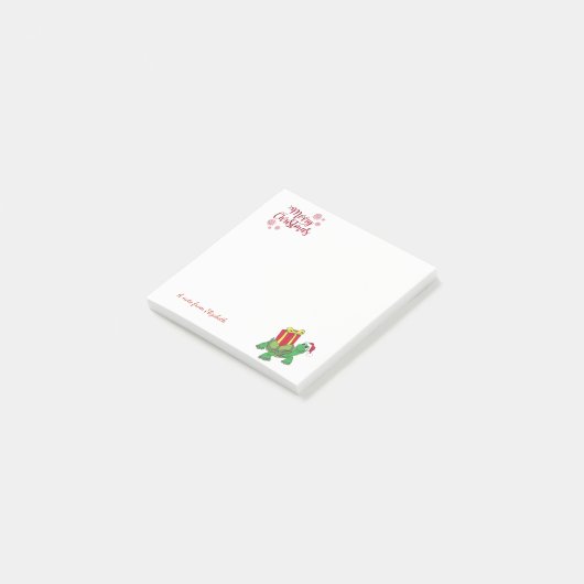 Kerstmis, schildpad, Santa Hat, Cadeau-gepersonali Post-it® Notes (Schuin)