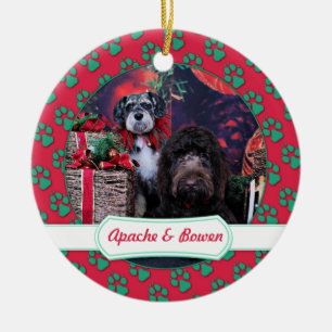 Kerstmis - Schnauzer Apache - Bowen LabraDoodle Keramisch Ornament