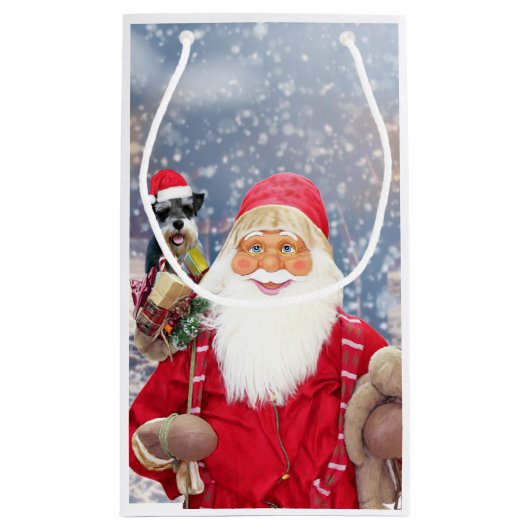 Kerstmis Schnauzer Dog Klein Cadeauzakje (Achterkant)