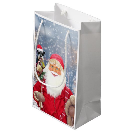 Kerstmis Schnauzer Dog Klein Cadeauzakje (Achterkant Gekanteld)