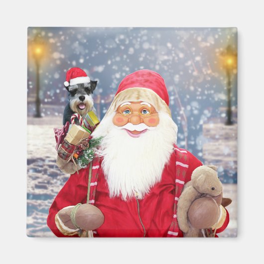 Kerstmis Schnauzer Dog Magneet (Voorkant)