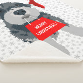 Kerstmis Schnauzer Dog Santa Hat Sherpa Blanket Sherpa Deken (3/4)