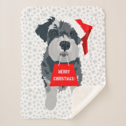 Kerstmis Schnauzer Dog Santa Hat Sherpa Blanket Sherpa Deken (Voorkant)