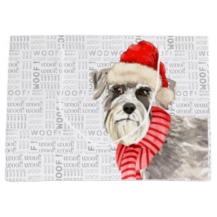 Kerstmis Schnauzer Dog Wof Words Holiday Groot Cadeauzakje