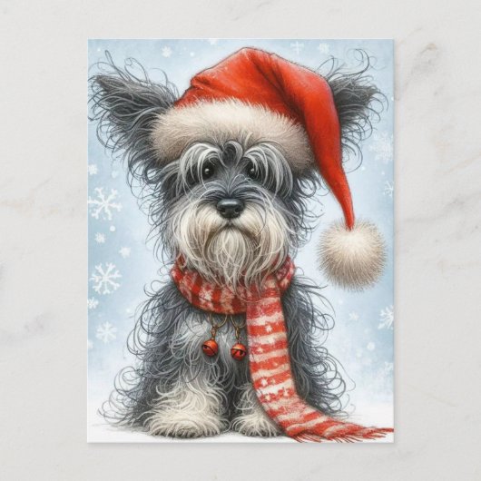 Kerstmis Schnauzer Feestdagenkaart (Voorkant)