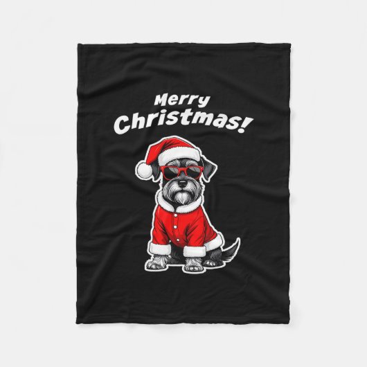 Kerstmis Schnauzer Grappige Kerstman Hond Schattig Fleece Deken (Voorkant)