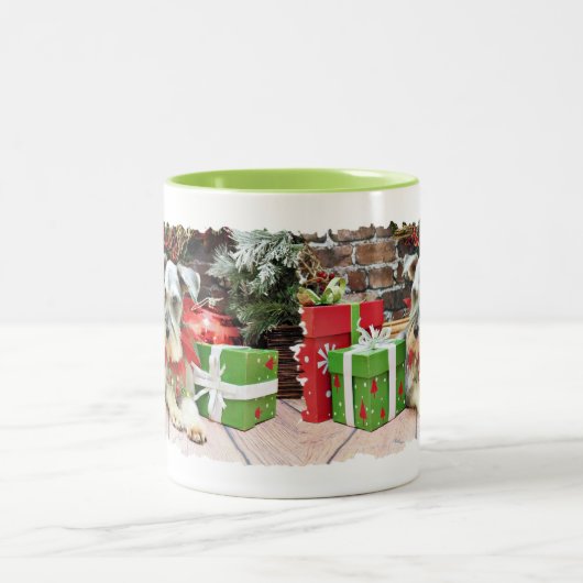 Kerstmis - Schnauzer - Heinz Tweekleurige Koffiemok (Center)