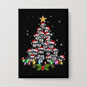 Kerstmis Schnauzer Hond Kerstboom Xmas Huisdier Di Button