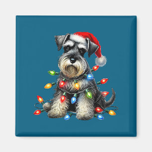 Kerstmis Schnauzer Hond Kerstmuts Xmas Licht Vakan Magneet