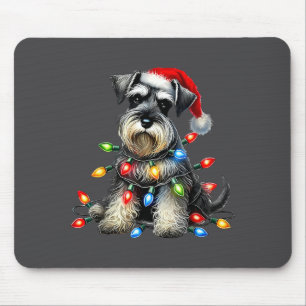 Kerstmis Schnauzer Hond Kerstmuts Xmas Licht Vakan Muismat