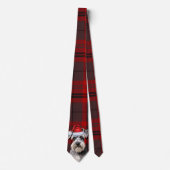 Kerstmis Schnauzer Hond Rood Geruit Kerstfeest Stropdas (Voorkant)