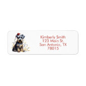 Kerstmis Schnauzer Retouradres  Etiket (Voorkant)