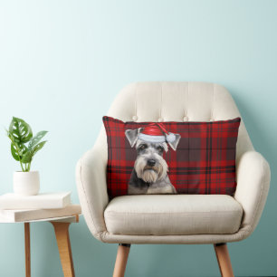 Kerstmis Schnauzer Vakantie Geruite Hond Liefhebbe Kussen