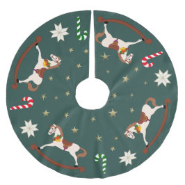Kerstmis schommelpaarden Donkergroene kerstboom zo Rok