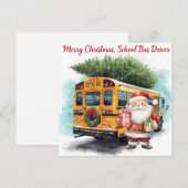 Kerstmis schoolbus voor chauffeur feestdagenkaart (Voorkant / Achterkant)