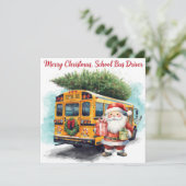 Kerstmis schoolbus voor chauffeur feestdagenkaart (Staand voorkant)
