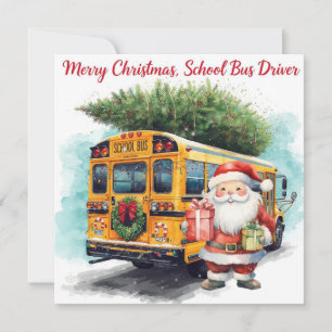 Kerstmis schoolbus voor chauffeur feestdagenkaart