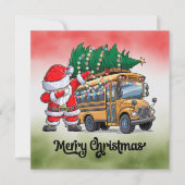 Kerstmis schoolbus voor chauffeur feestdagenkaart (Voorkant)