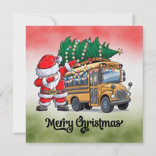 Kerstmis schoolbus voor chauffeur feestdagenkaart (Voorkant)