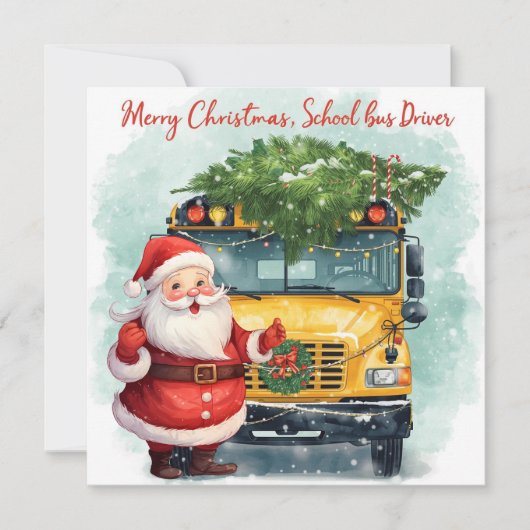 Kerstmis schoolbus voor chauffeur feestdagenkaart (Voorkant)