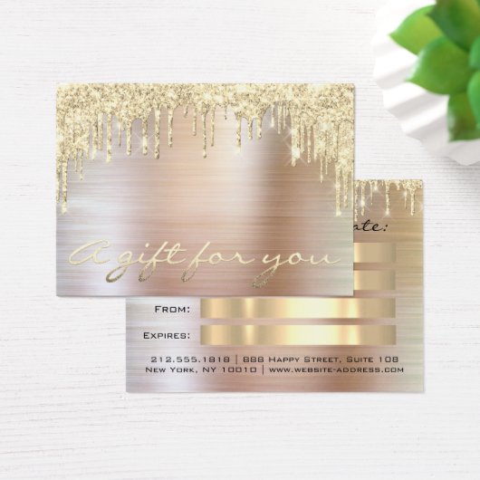 Kerstmis Schoonheid Salon Gold Cadeaubon Metal Visitekaartje (Bureau)
