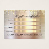 Kerstmis Schoonheid Salon Gold Cadeaubon Metal Visitekaartje (Achterkant)