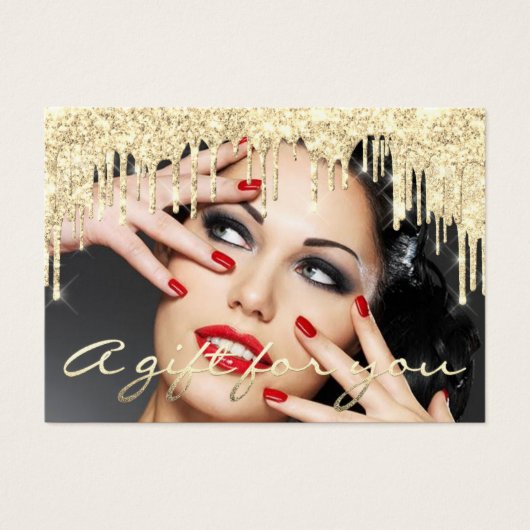 Kerstmis Schoonheid Salon Gold Gift Certificate Re Visitekaartje (Voorkant)