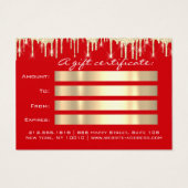 Kerstmis Schoonheid Salon Gold Gift Certificate Re Visitekaartje (Achterkant)