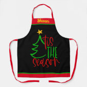 Kerstmis Schort met Eigen Naam - Cadeau met Mooie  (Voorkant)