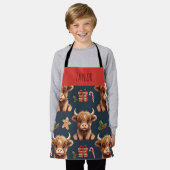 Kerstmis Schotse Hooglanders Kerst Kinderen Schort (Gedragen)