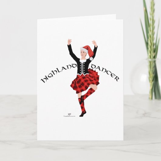 Kerstmis Schotse Hooglandse Danser Kaart (Voorkant)