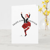 Kerstmis Schotse Hooglandse Danser Kaart (Gele Bloem)